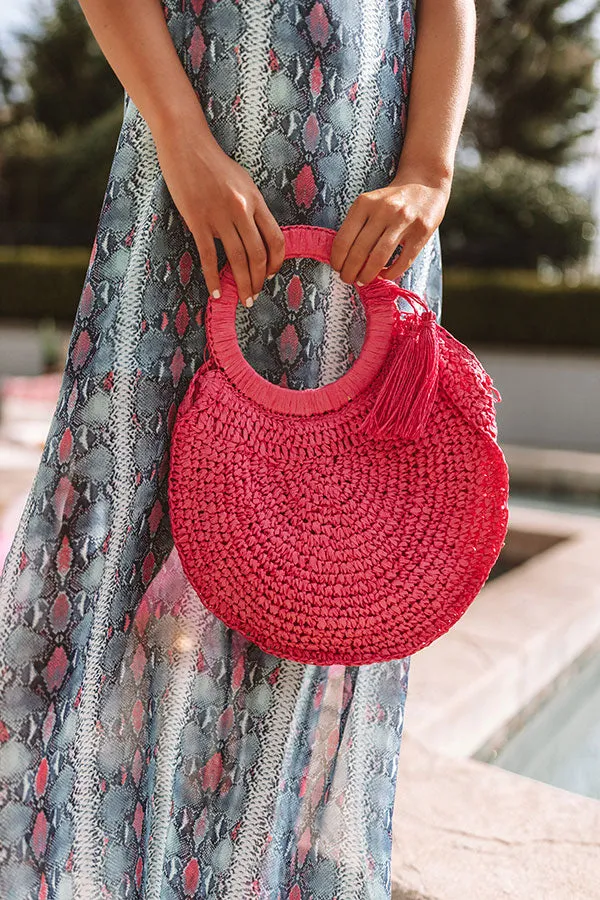 Amalfi Adventure Woven Tote in Hot Pink