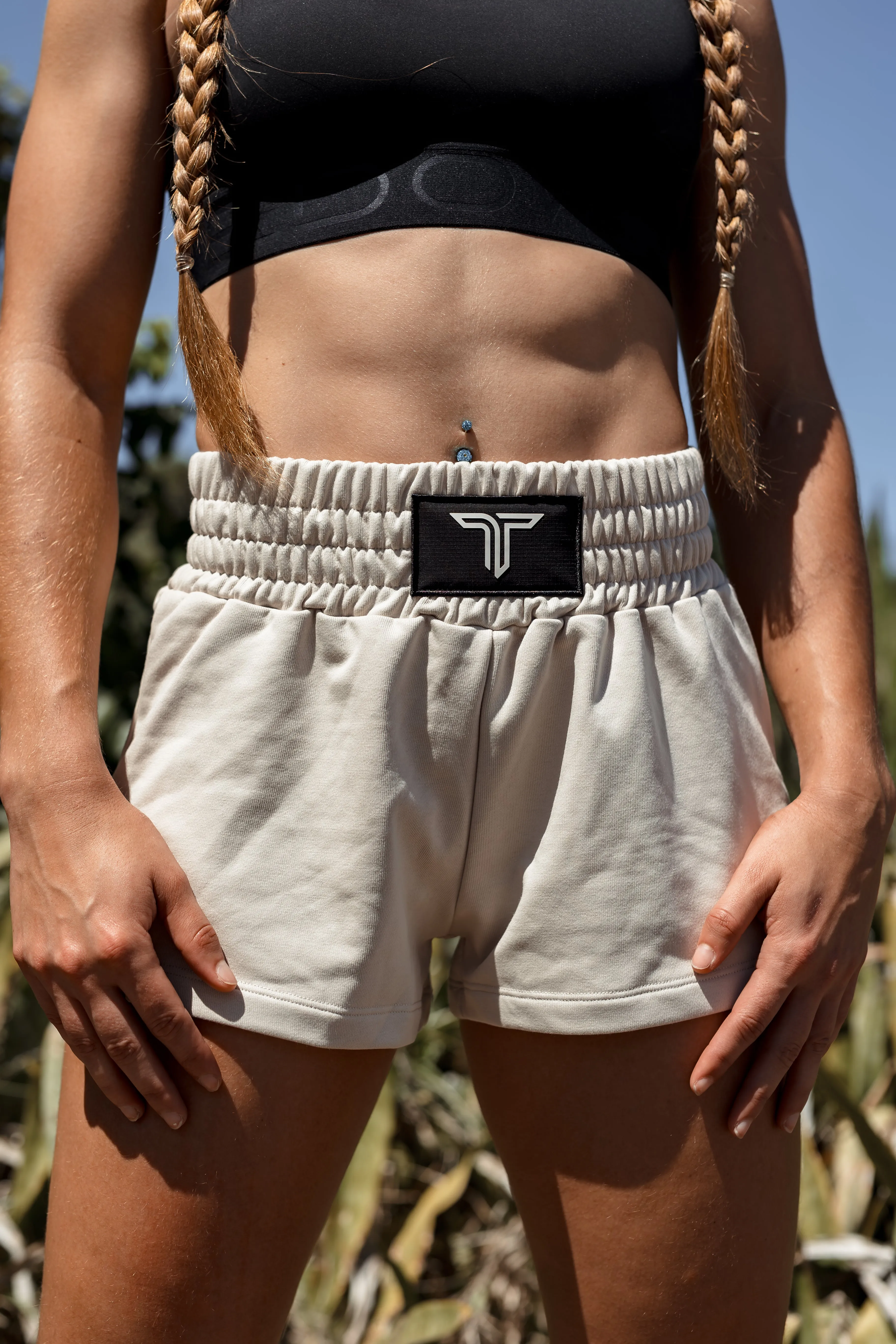 Boxing Sweat Shorts  - Cream