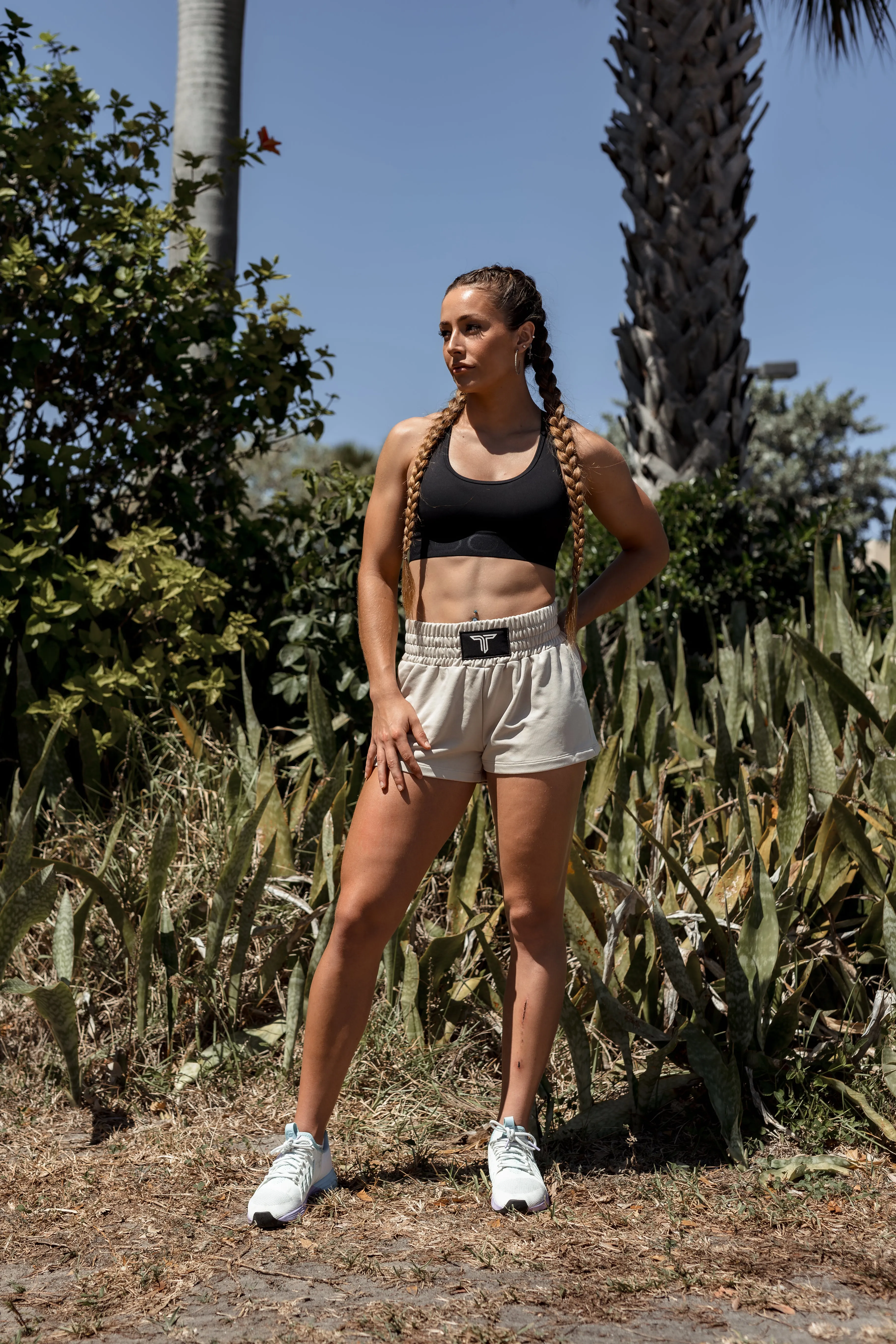 Boxing Sweat Shorts  - Cream
