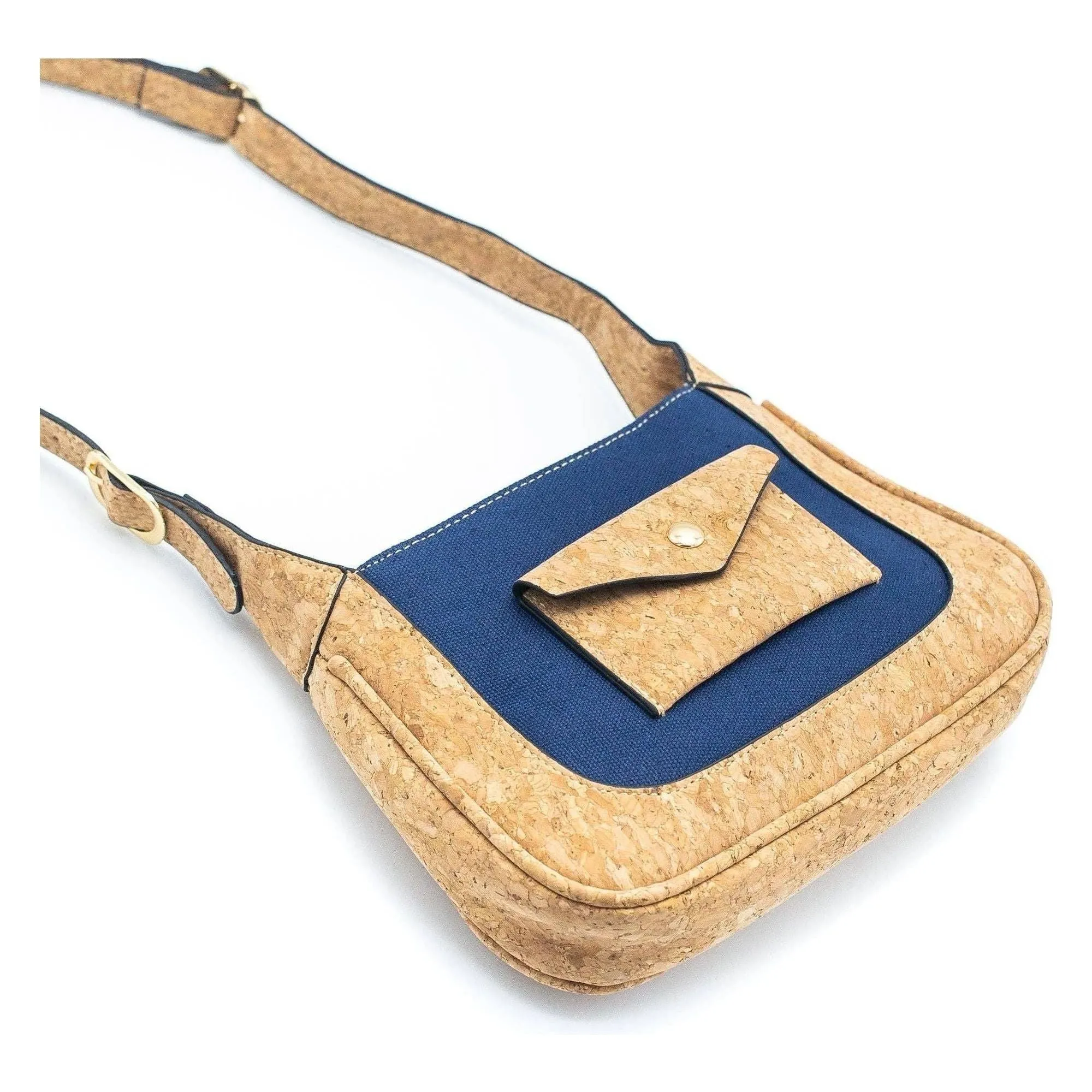 Navy Blue Envelope Cork Messenger Sling Bag, Cork from Portugal