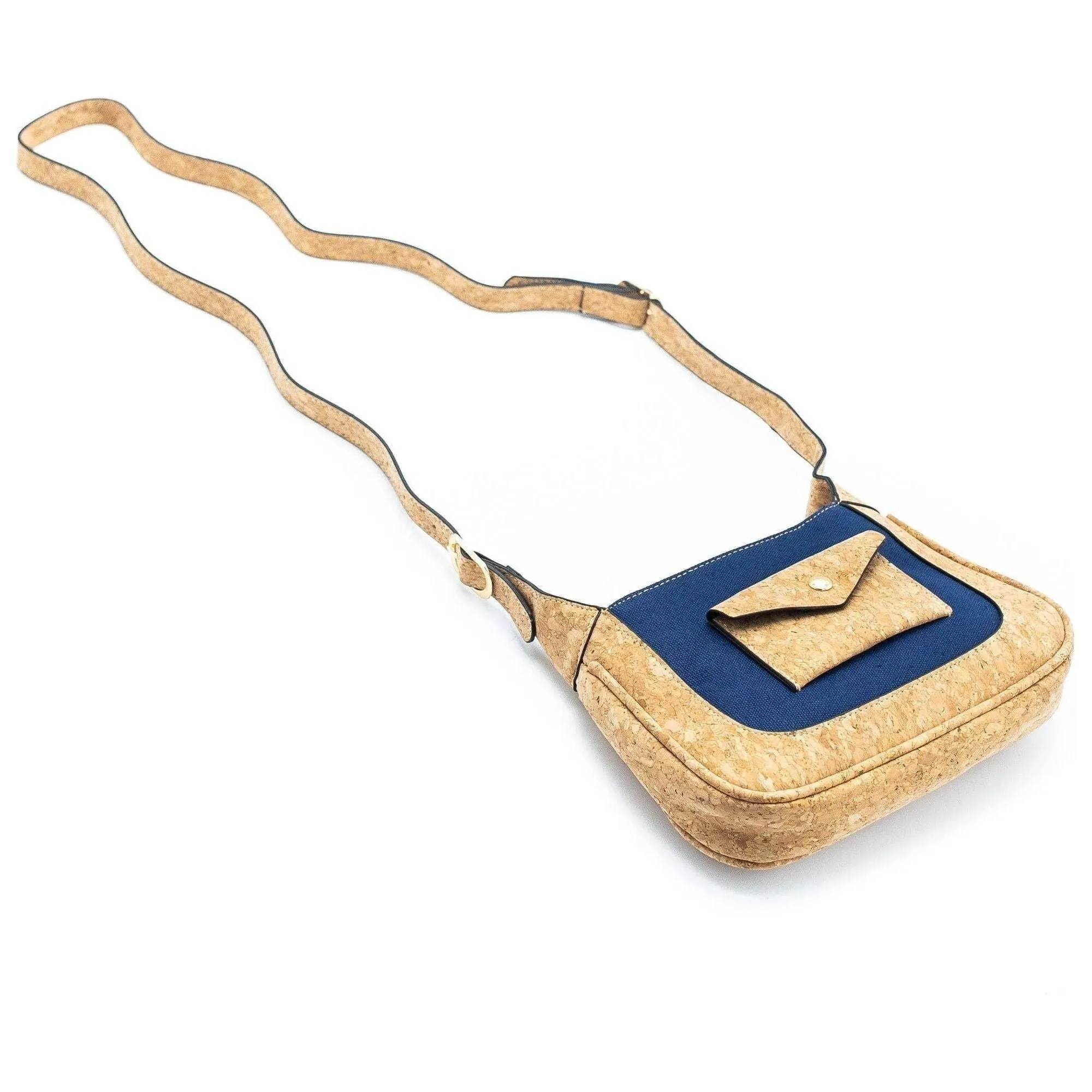 Navy Blue Envelope Cork Messenger Sling Bag, Cork from Portugal